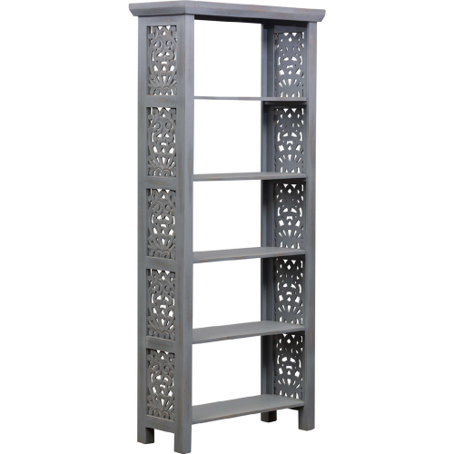 Trellis Lane Accent Bookcase in Weathered Grey Finish Wood