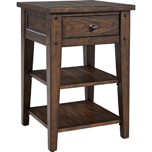 Lake House Side Table in Rustic Brown Oak