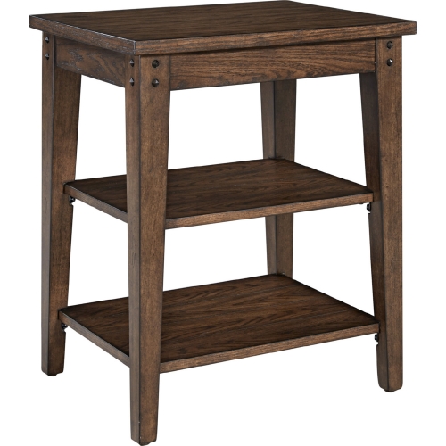 Lake House End Table in Rustic Brown Oak