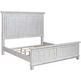 River Place King Panel Bed in Distressed Riverstone White & Tobacco Brown Finish