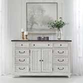 River Place 2 Door 9 Drawer Dresser in Distressed White & Tobacco Brown Finish