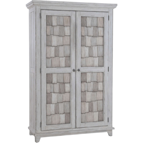 River Place Armoire in Distressed Riverstone White & Tobacco Brown Finish