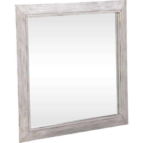 River Place Mirror in Distressed Riverstone White & Tobacco Brown Finish