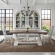 River Place 102" Trestle Dining Table in Distressed White & Tobacco Brown Finish