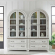 River Place Curio Cabinet in Distressed White, Brown & Seeded Glass