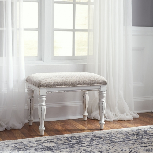 Magnolia Manor Accent Vanity Bench in Antique White