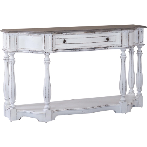 Magnolia Manor 56" Hall Console Table in Antique White & Weathered Brown