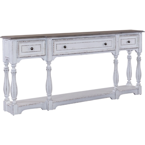 Magnolia Manor 72" Hall Console Table in Antique White & Weathered Brown