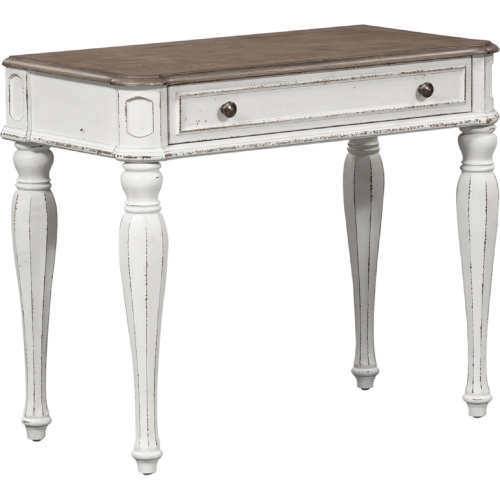 Magnolia Manor Vanity Desk Console in Antique White & Wood