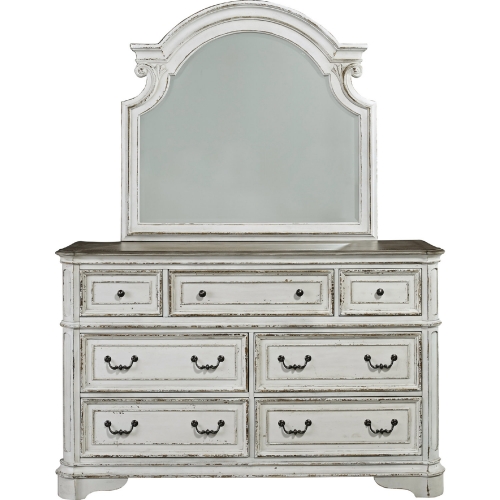 Magnolia Manor Dresser & Mirror Set in Antique White