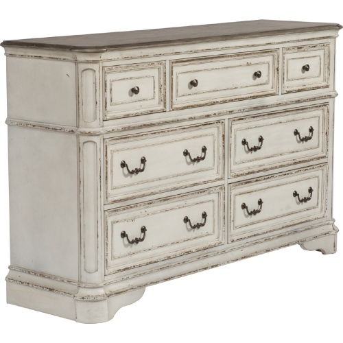 Magnolia Manor 7 Drawer Dresser in Antique White