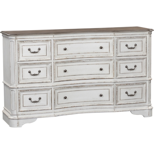 Magnolia Manor 9 Drawer Dresser in Antique White