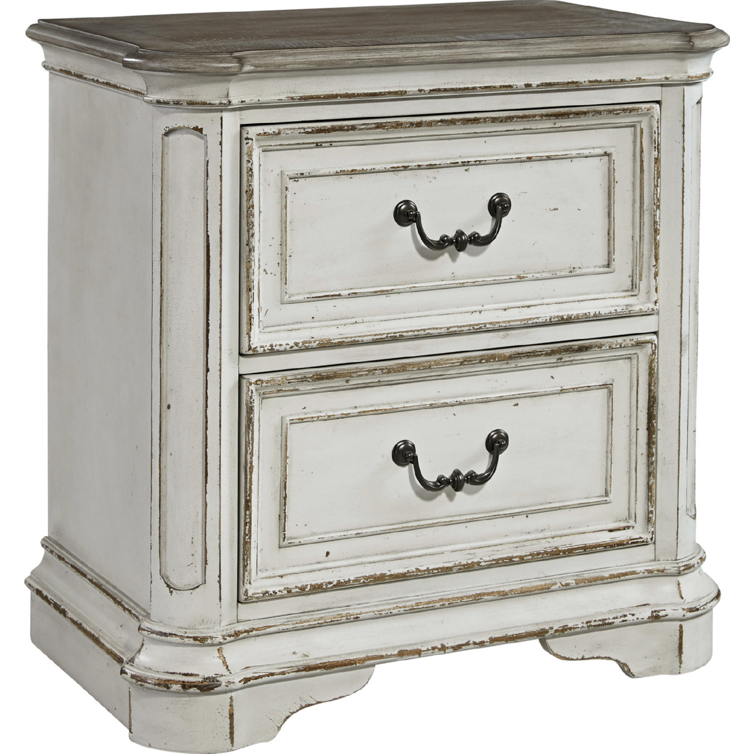 magnolia manor antique white leg nightstand