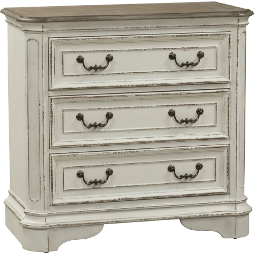 Magnolia Manor Bedside Chest w/ Charging Station in Antique White