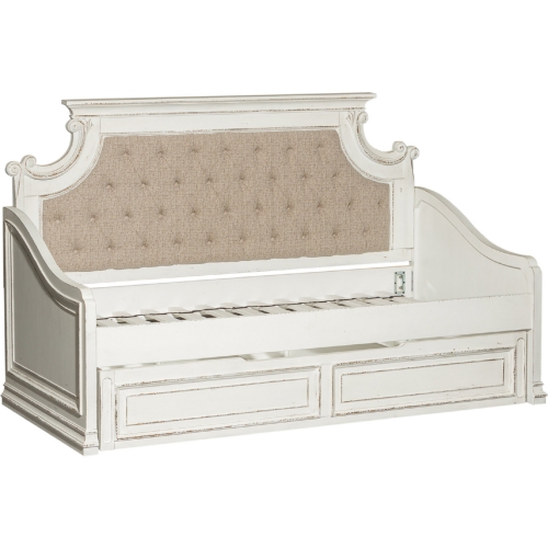 Magnolia Manor Twin Daybed w/ Trundle in Antique White & Chenille