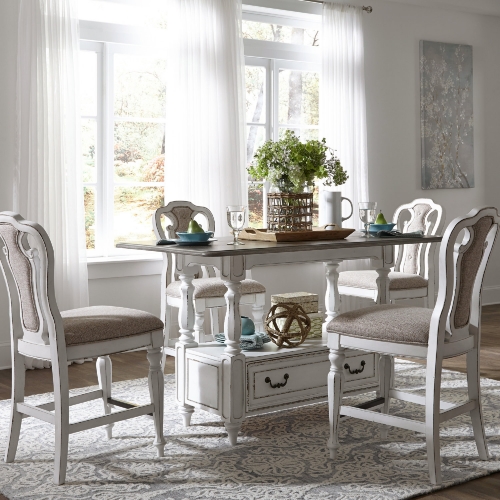 Magnolia Manor 5 Piece Gathering Dining Set in Antique White