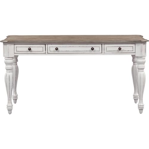 Magnolia Manor Writing Desk in Antique White & Weathered Bark Wood