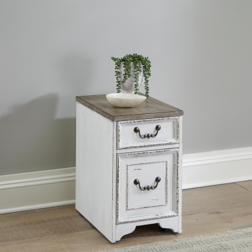 Magnolia Manor Mobile File in Antique White & Weathered Bark Wood