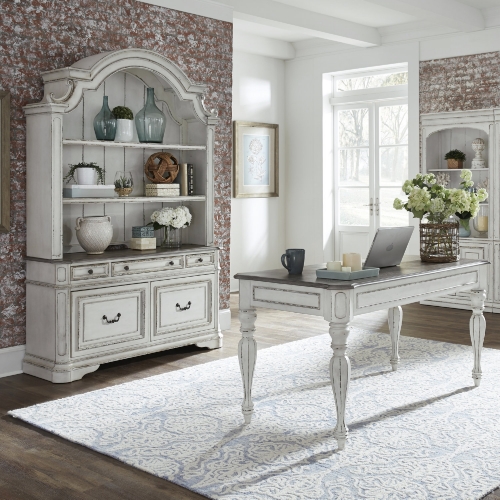 Magnolia Manor Desk & Hutch Set in Antique White