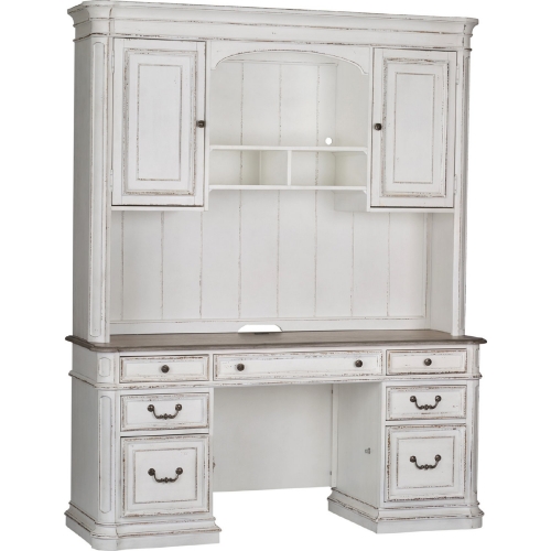 Magnolia Manor Credenza Desk & Hutch in Antique White