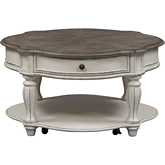 Magnolia Manor Round Coffee Cocktail Table in Weathered Bisque