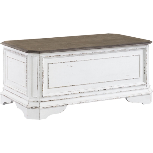 Magnolia Manor Storage Trunk in Antique White & Weathered Bark Finish