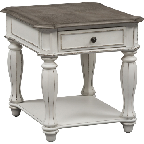 Magnolia Manor End Table in Antique White Finish