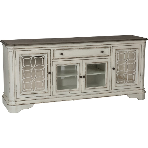 Magnolia Manor 74" TV Stand in Antique White Finish