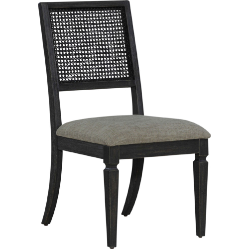 Caruso Heights Panel Back Dining Chair in Aged Whiskey, Cane & Fabric