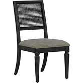 Caruso Heights Panel Back Dining Chair in Aged Whiskey, Cane & Fabric