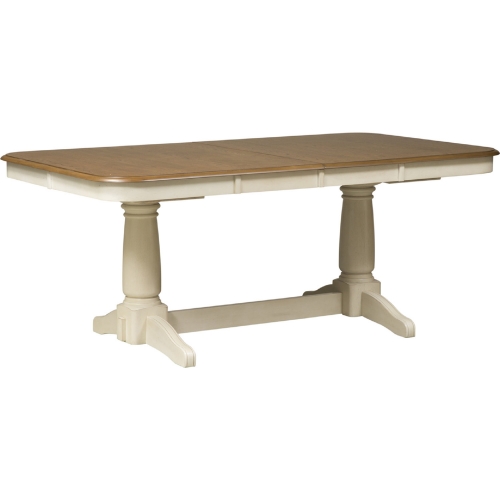 Springfield 102" Pedestal Dining Table in Honey & Cream