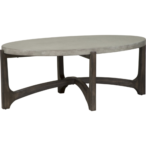 Cascade Oval Cocktail Table in Brushed Brown & Concrete