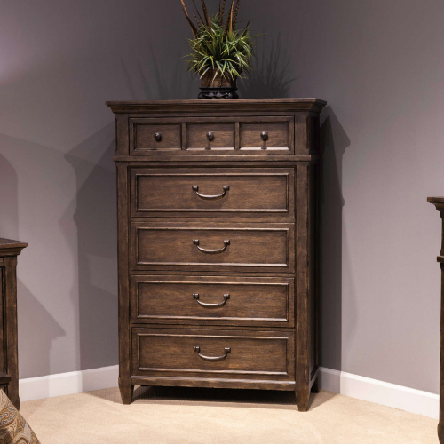 Paradise Valley 5 Drawer Chest in Saddle Brown Finish