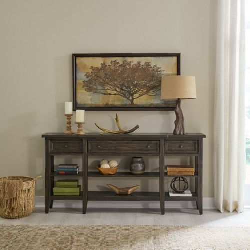 Paradise Valley Hall Console Table in Saddle Brown Finish