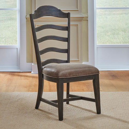 Paradise Valley Ladder Back Dining Chair in Brown Wood & Leatherette