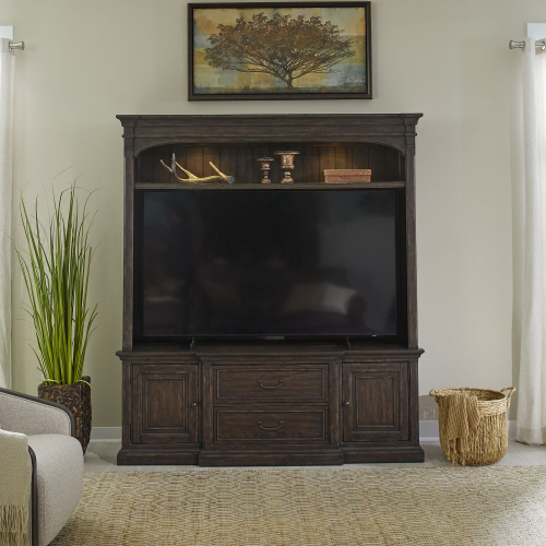 Paradise Valley 2 Piece Entertainment Center in Saddle Brown Finish