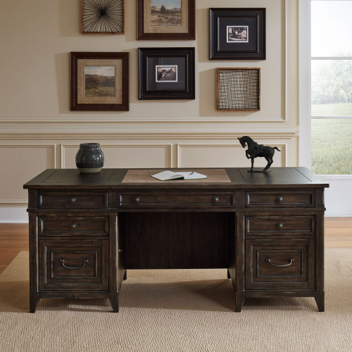 Paradise Valley Executive Desk in Saddle Brown Finish