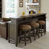 Paradise Valley 4 Piece Set in Saddle Brown Wood & Brown Leatherette