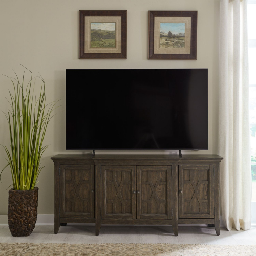 Paradise Valley 76" TV Stand Console in Saddle Brown Finish