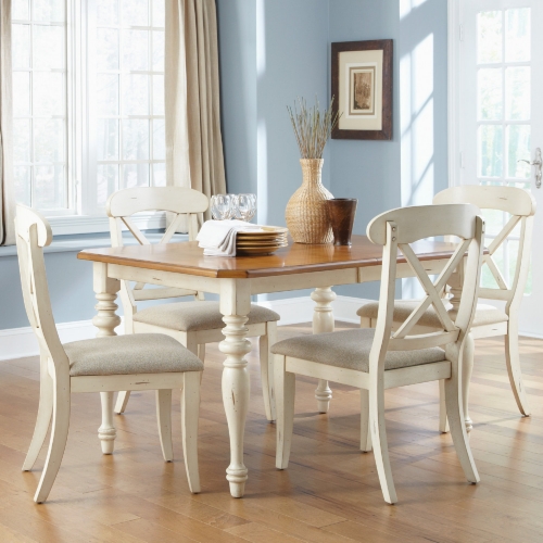 Ocean Isle 5 Piece Dining Set in Bisque & Pine