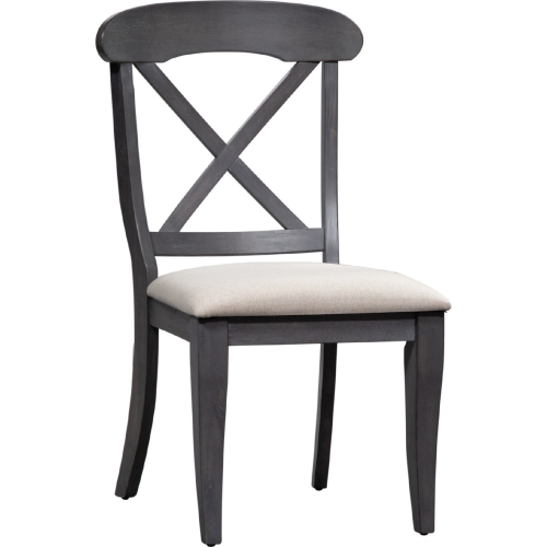 Ocean Isle X Back Dining Chair in Gray & Weathered Pine (Set of 2)