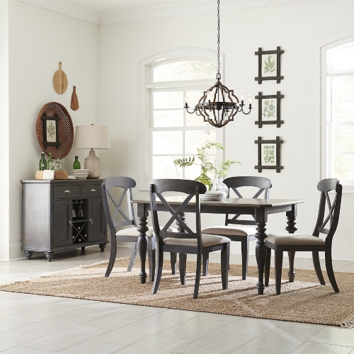 Ocean Isle 5 Piece Dining Set in Gray & Weathered Pine