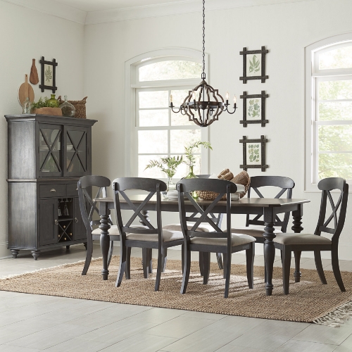 Ocean Isle 7 Piece Dining Set in Gray & Weathered Pine