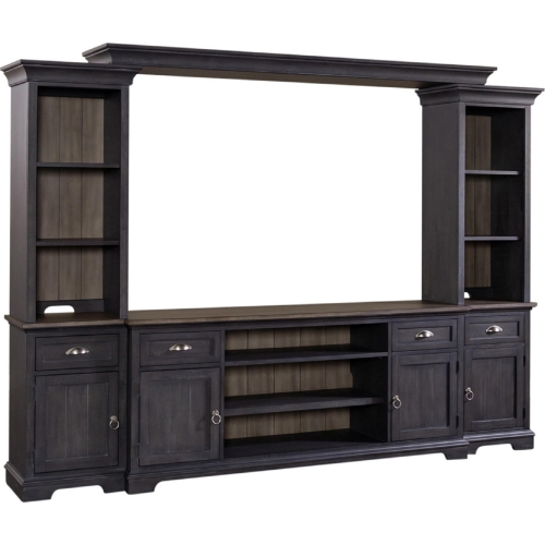 Ocean Isle Entertainment Center in Slate Gray & Weathered Pine