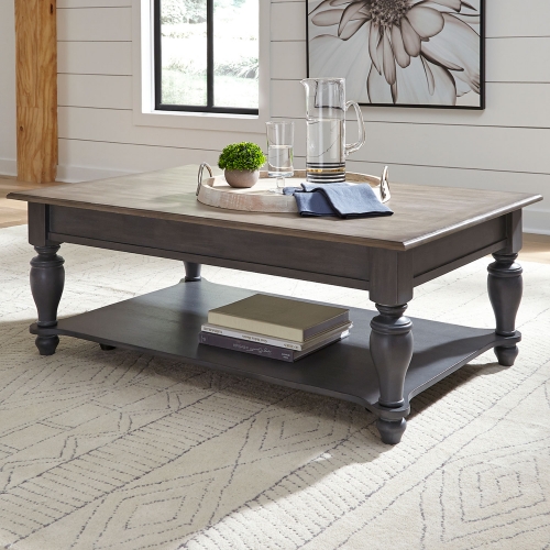 Ocean Isle Coffee Cocktail Table in Slate & Weathered Pine