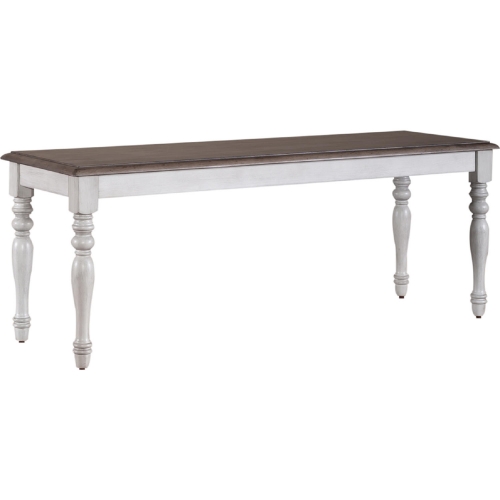 Ocean Isle Dining Bench in Antique White & Weathered Pine