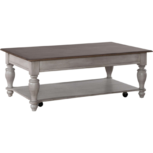 Ocean Isle Coffee Cocktail Table in Antique White & Weathered Gray