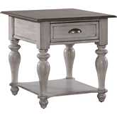 Ocean Isle Drawer End Table in Antique White & Weathered Gray