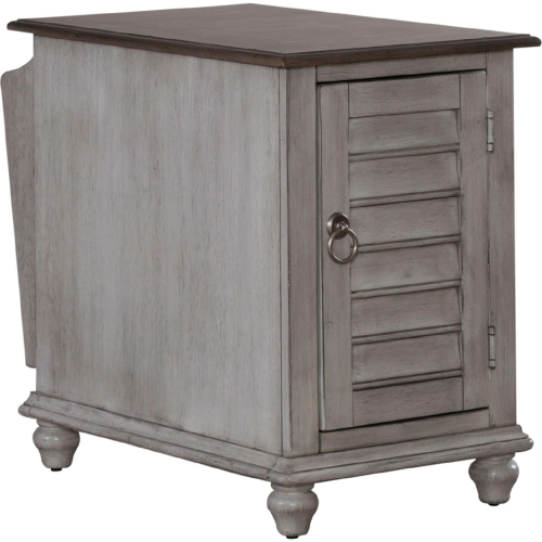 Ocean Isle Chair Side End Table in Antique White & Weathered Gray