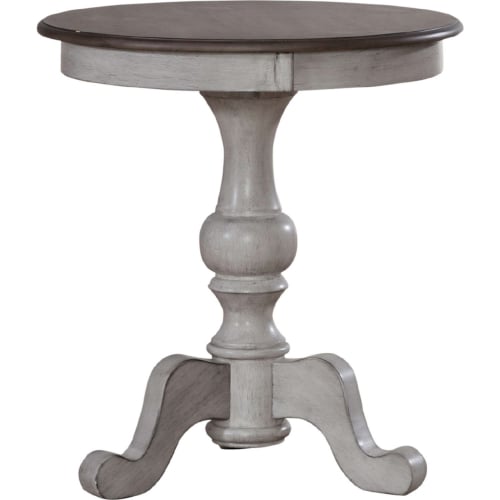 Ocean Isle Round End Table in Antique White & Weathered Gray